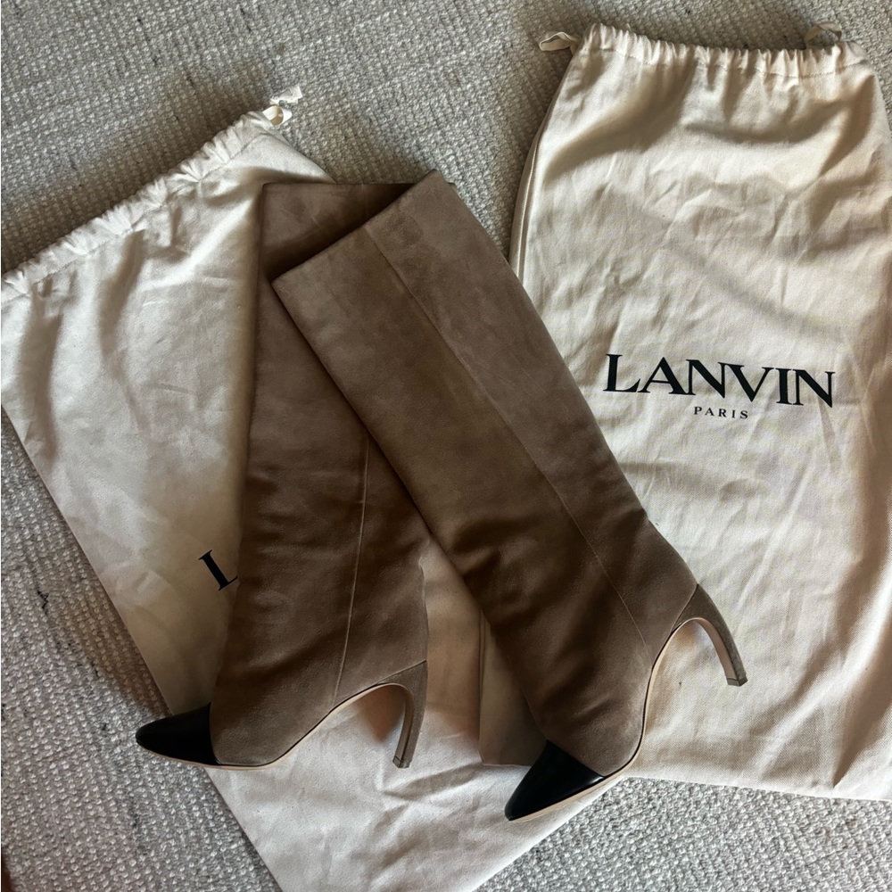 LANVIN tan sued boots 38